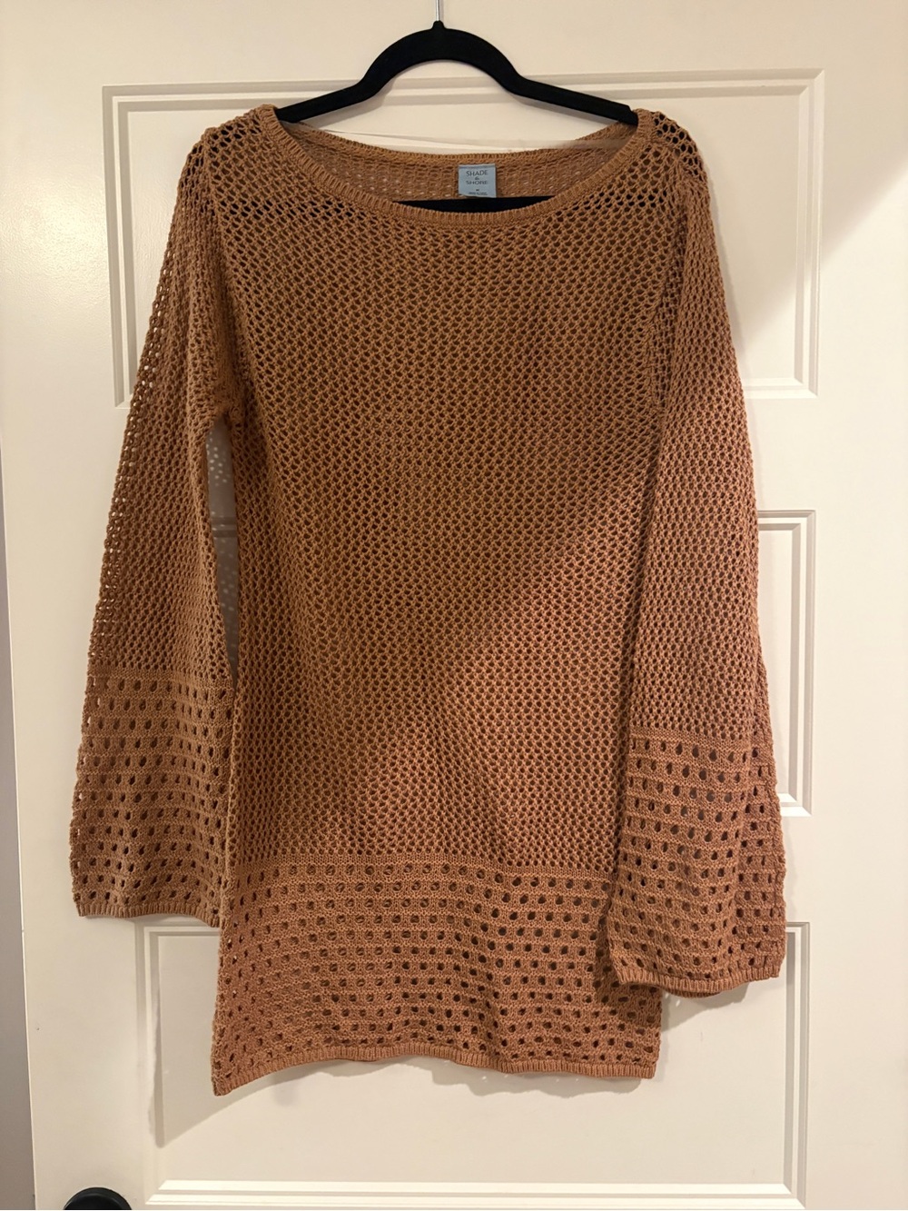 Shade & Shore Open-Knit Scoop Neck Cover up- Tan